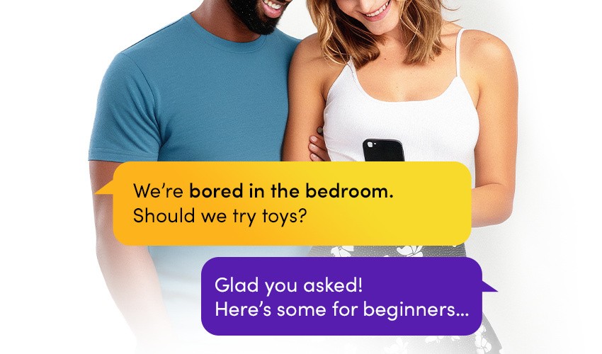 An interracial couple message the AI assistant together asking for sex toy recommendations
